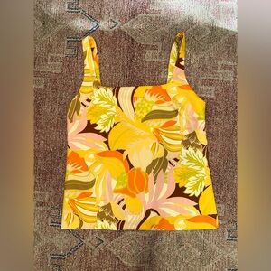 Zara retro 60s floral print tank sleeveless dress top size medium